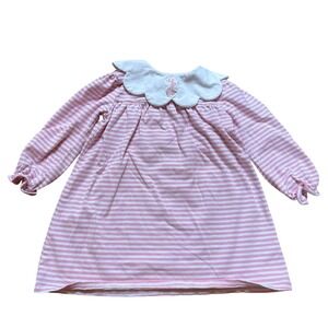 Cecil And Lou Dress Baby Girls Pink Excellent Striped Scalloped Collar SIZE 18M